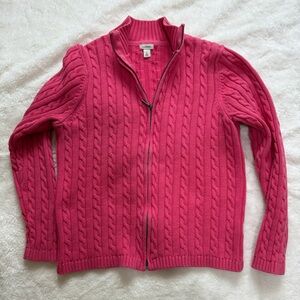 Lands' End Women's Pink Cable Knit Cardigan